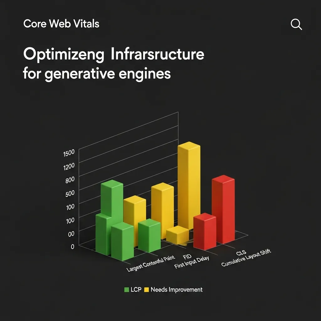 Bar chart comparing good, needs improvement, and poor Core Web Vitals scores for AI-powered search optimization.